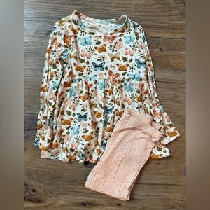 Floral Butterfly Kids Bamboo Peplum Set